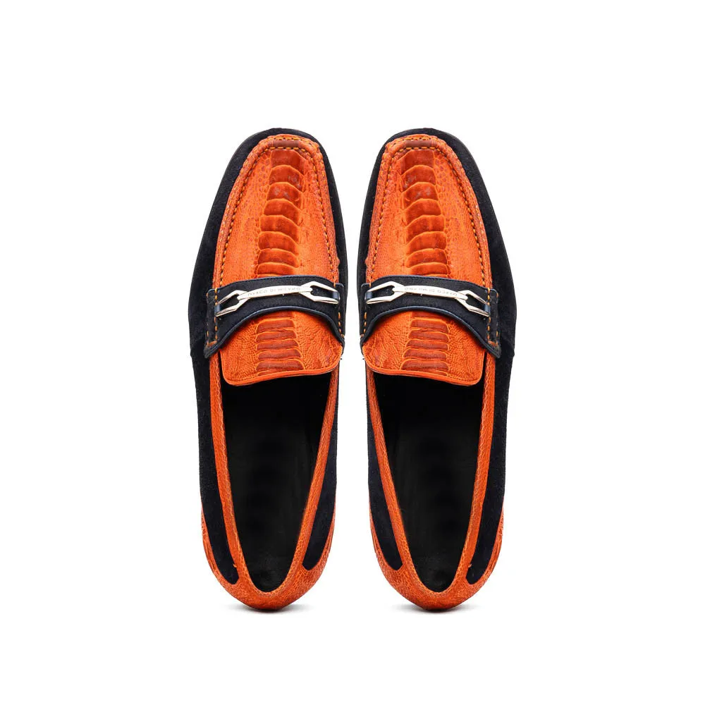 Marco Di Milano Hugo Ostrich Orange/Navy Loafers