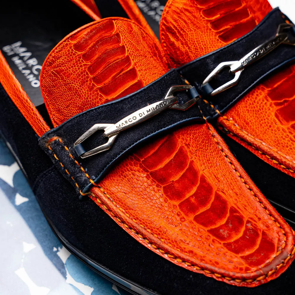 Marco Di Milano Hugo Ostrich Orange/Navy Loafers