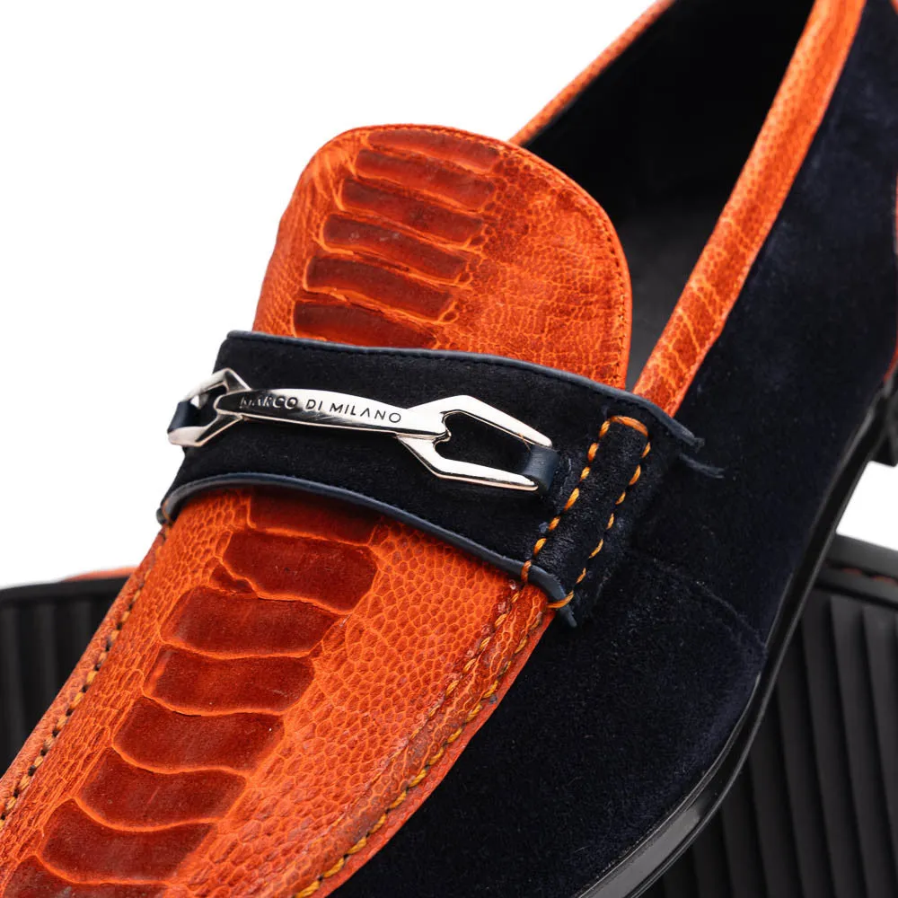 Marco Di Milano Hugo Ostrich Orange/Navy Loafers