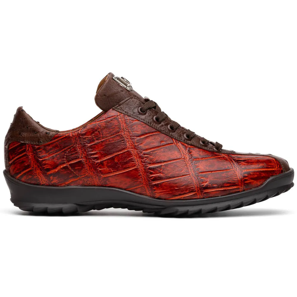 Marco Di Milano SAULO Alligator/Ostrich Cognac Fashion Sneakers