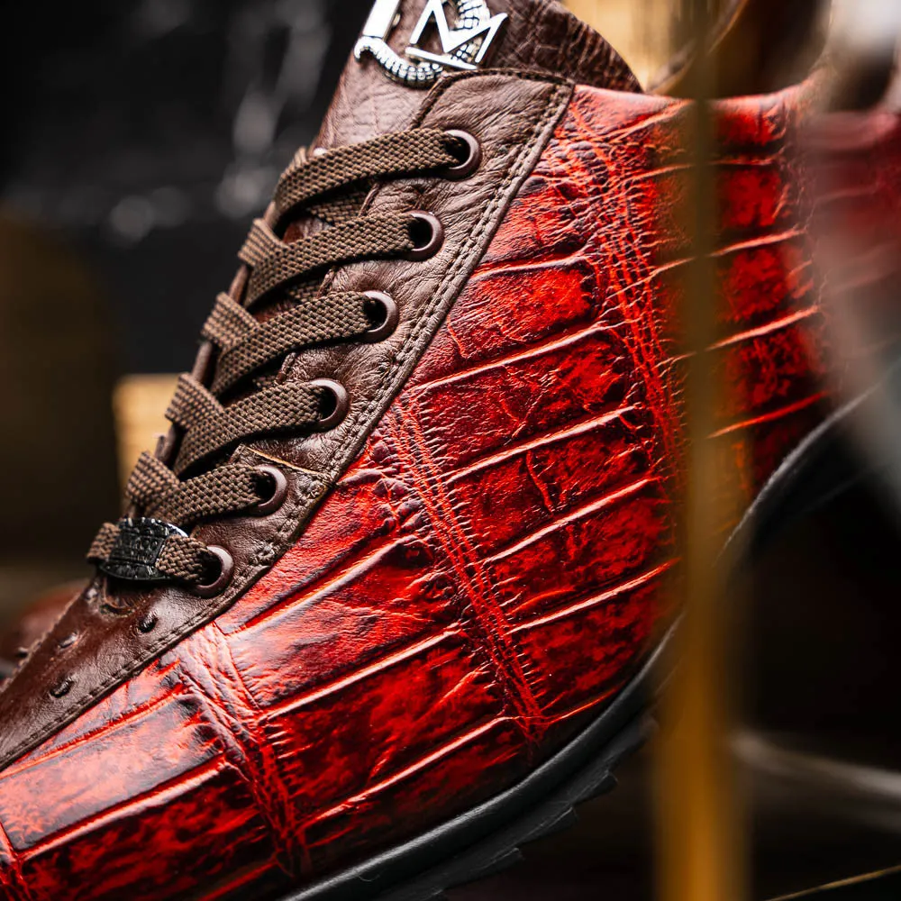 Marco Di Milano SAULO Alligator/Ostrich Cognac Fashion Sneakers