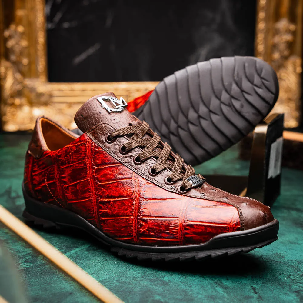 Marco Di Milano SAULO Alligator/Ostrich Cognac Fashion Sneakers