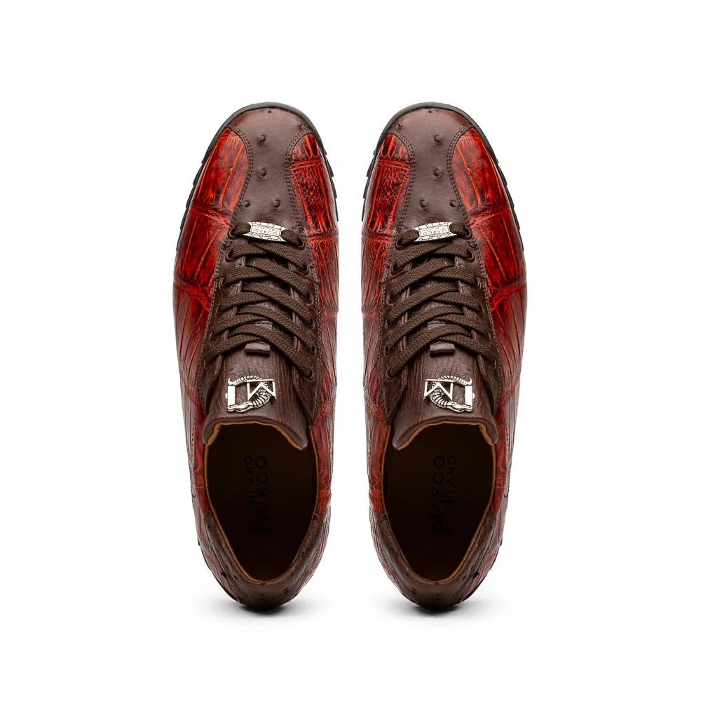 Marco Di Milano SAULO Alligator/Ostrich Cognac Fashion Sneakers