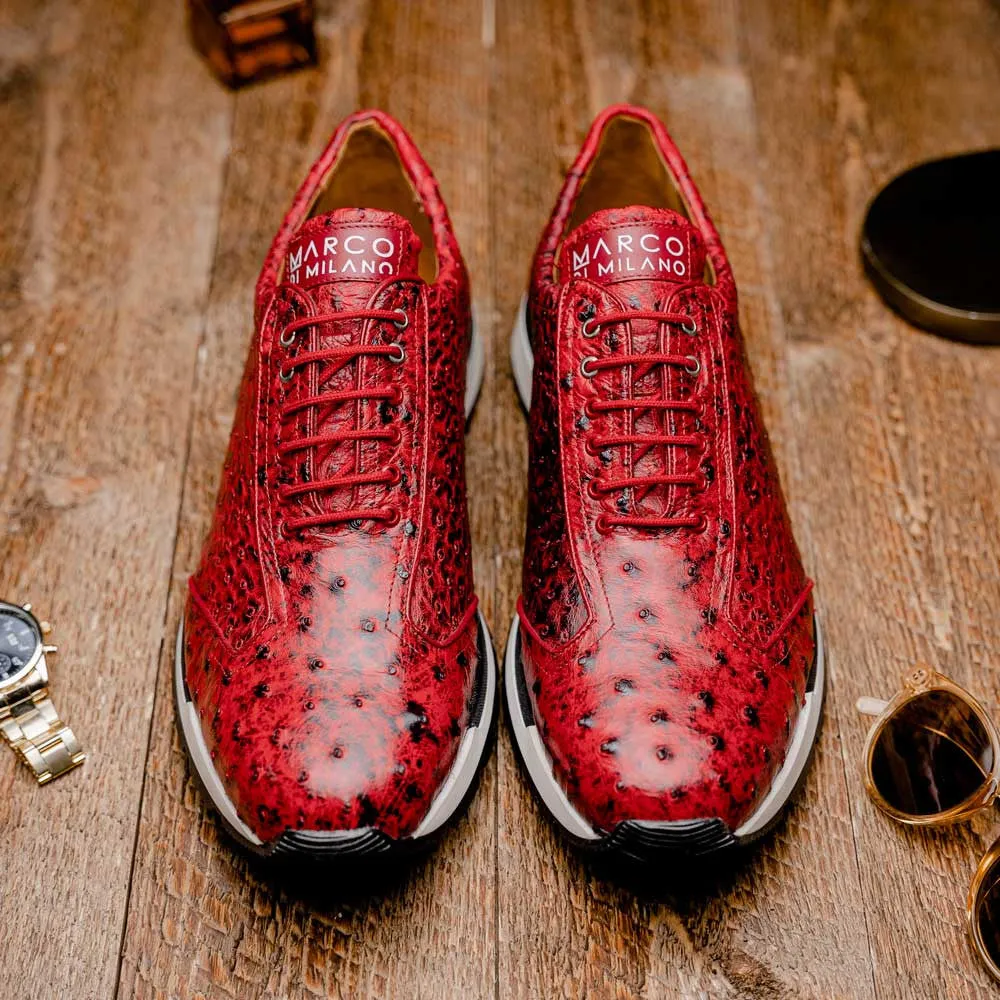 Marco Di Milano SCANNO Ostrich Antique Red Fashion Sneakers