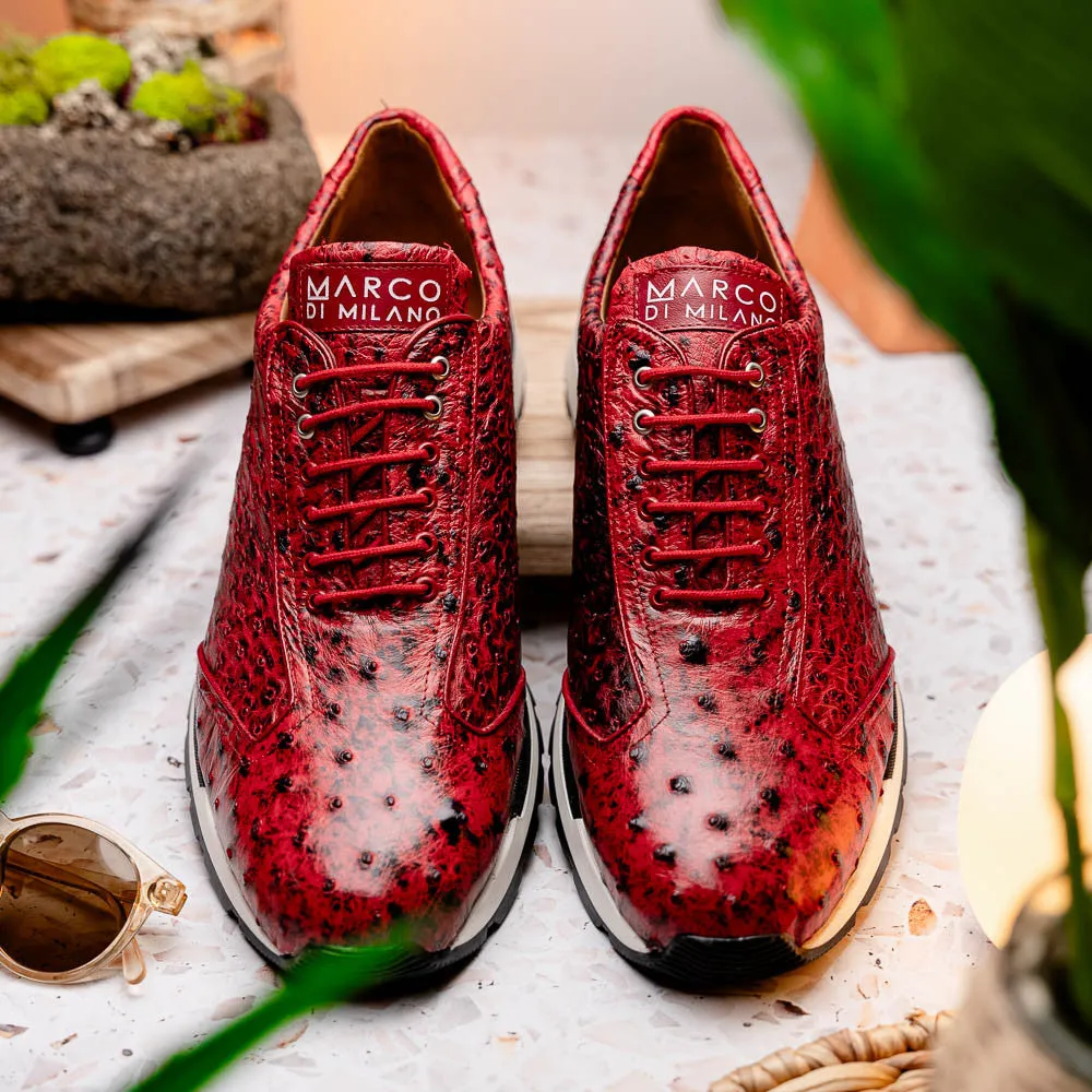 Marco Di Milano SCANNO Ostrich Antique Red Fashion Sneakers