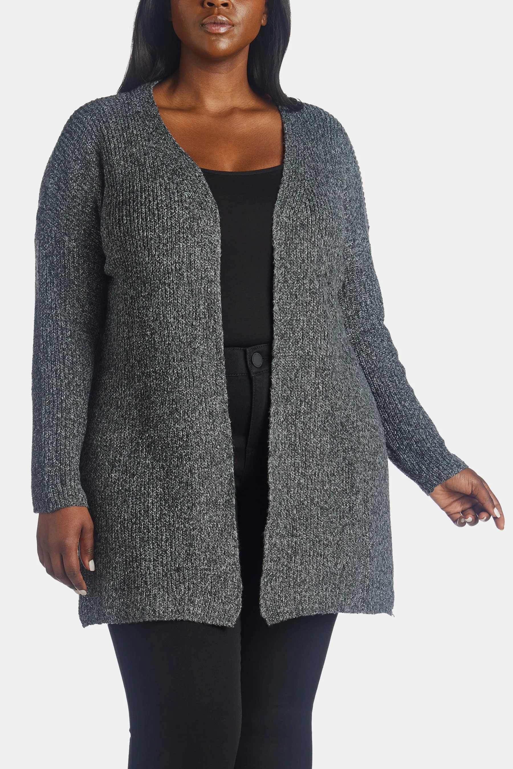 Marled Knit High Slit Cardigan