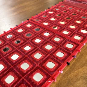 Maroon Handwoven Mirror & Thread-Work Table Runner