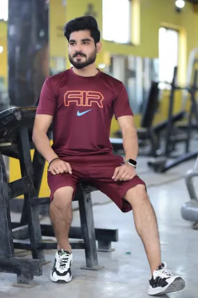 Men Summer Short Set Maroon