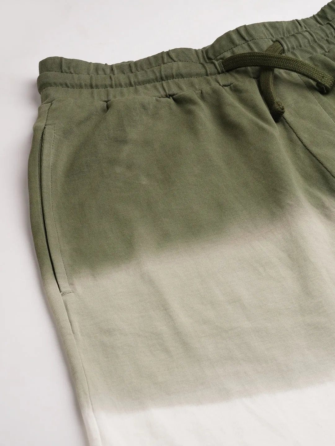 Men's Olive Cotton Regular Fit Shorts