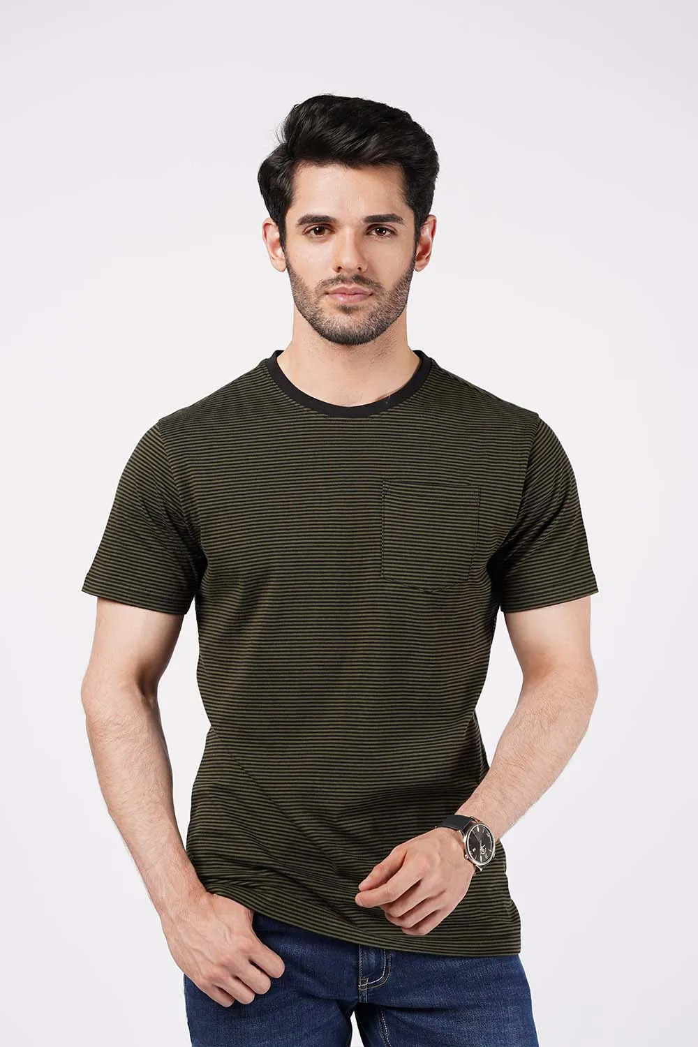 Men's Short Sleeves Yarn Dyed Tee