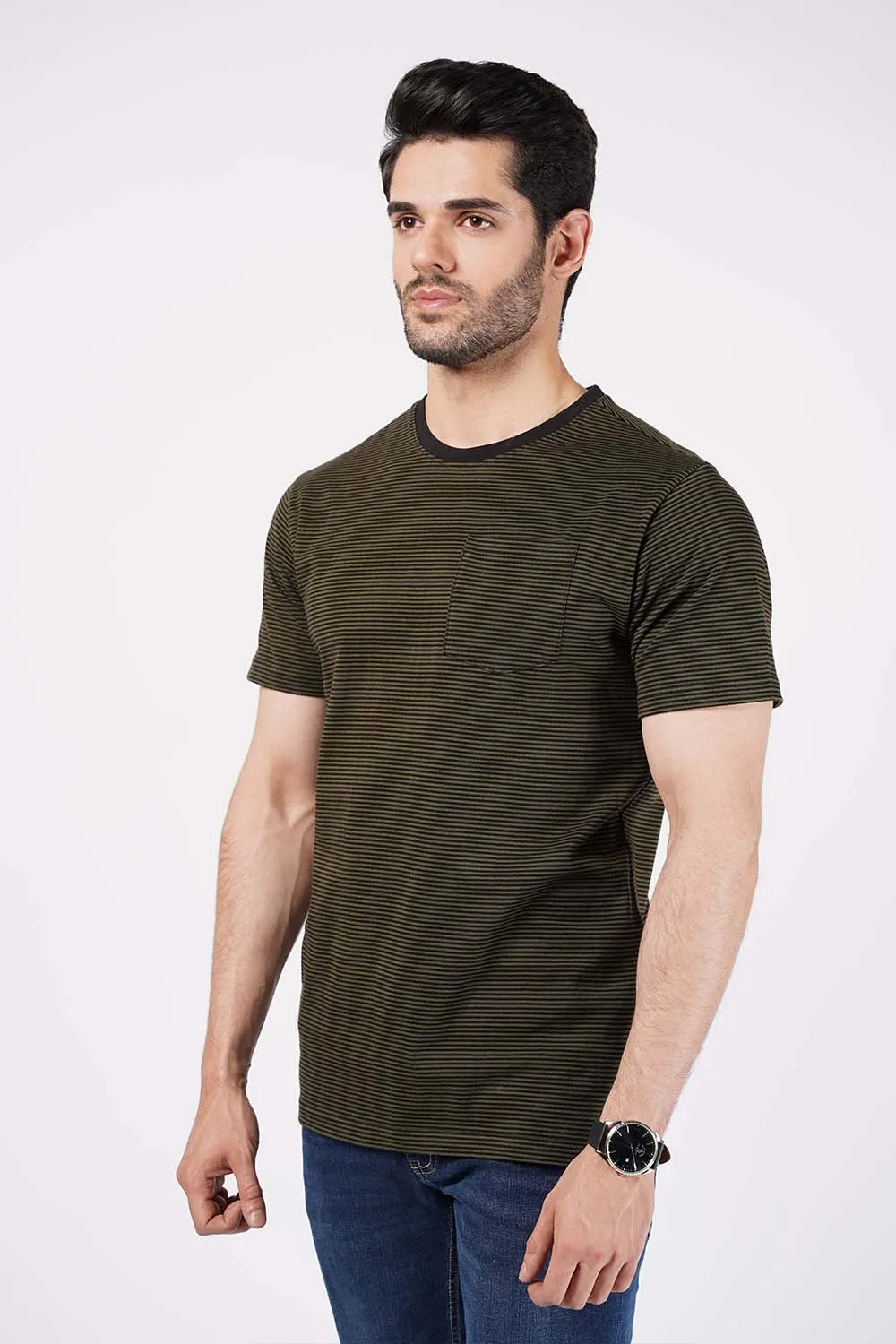 Men's Short Sleeves Yarn Dyed Tee