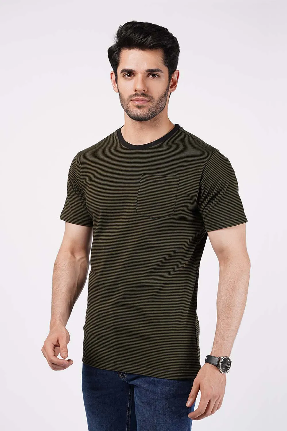 Men's Short Sleeves Yarn Dyed Tee