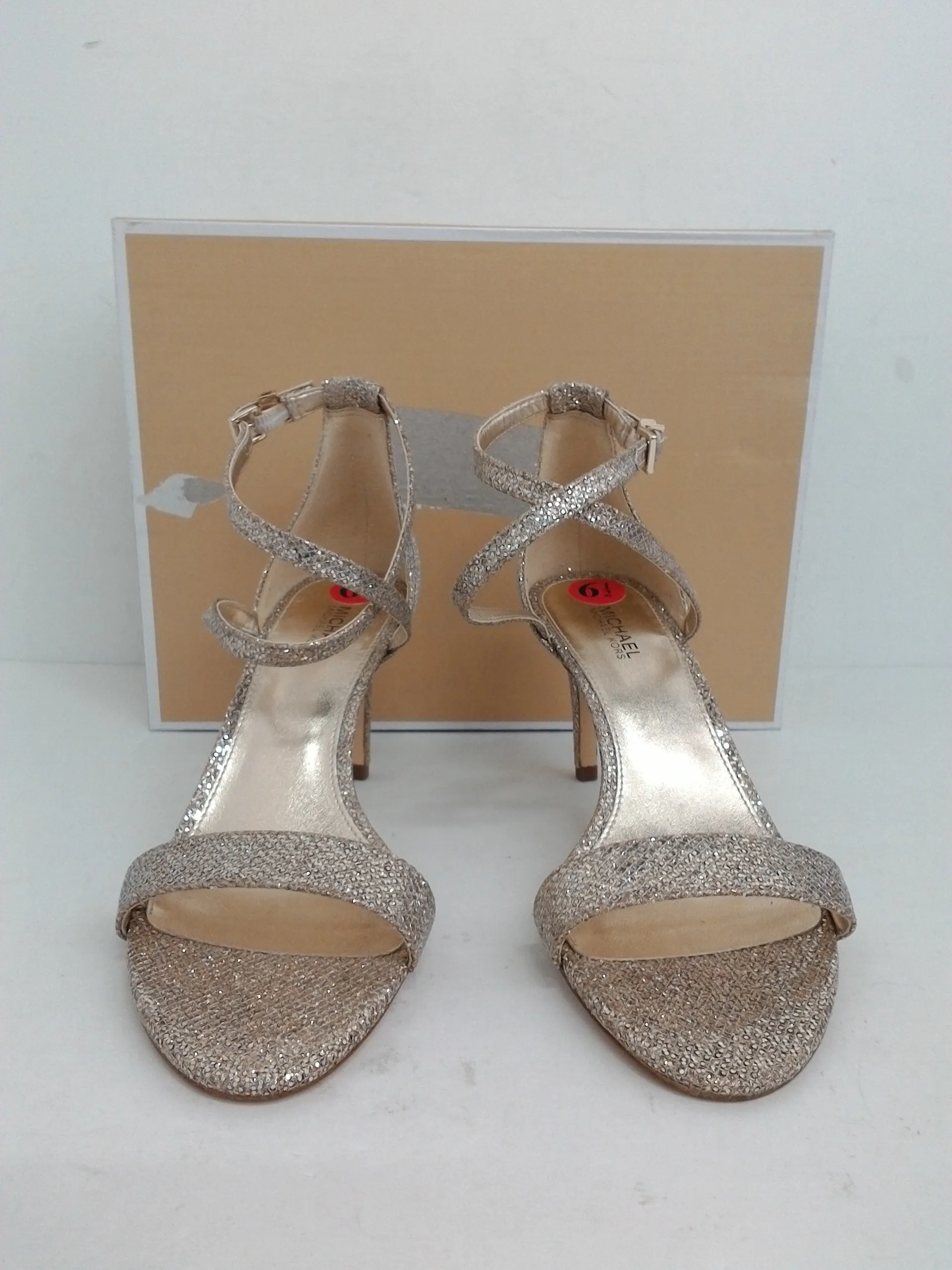 Michael Kors Women's Ava Mid Silver Sand Sandal Size 6.5 M