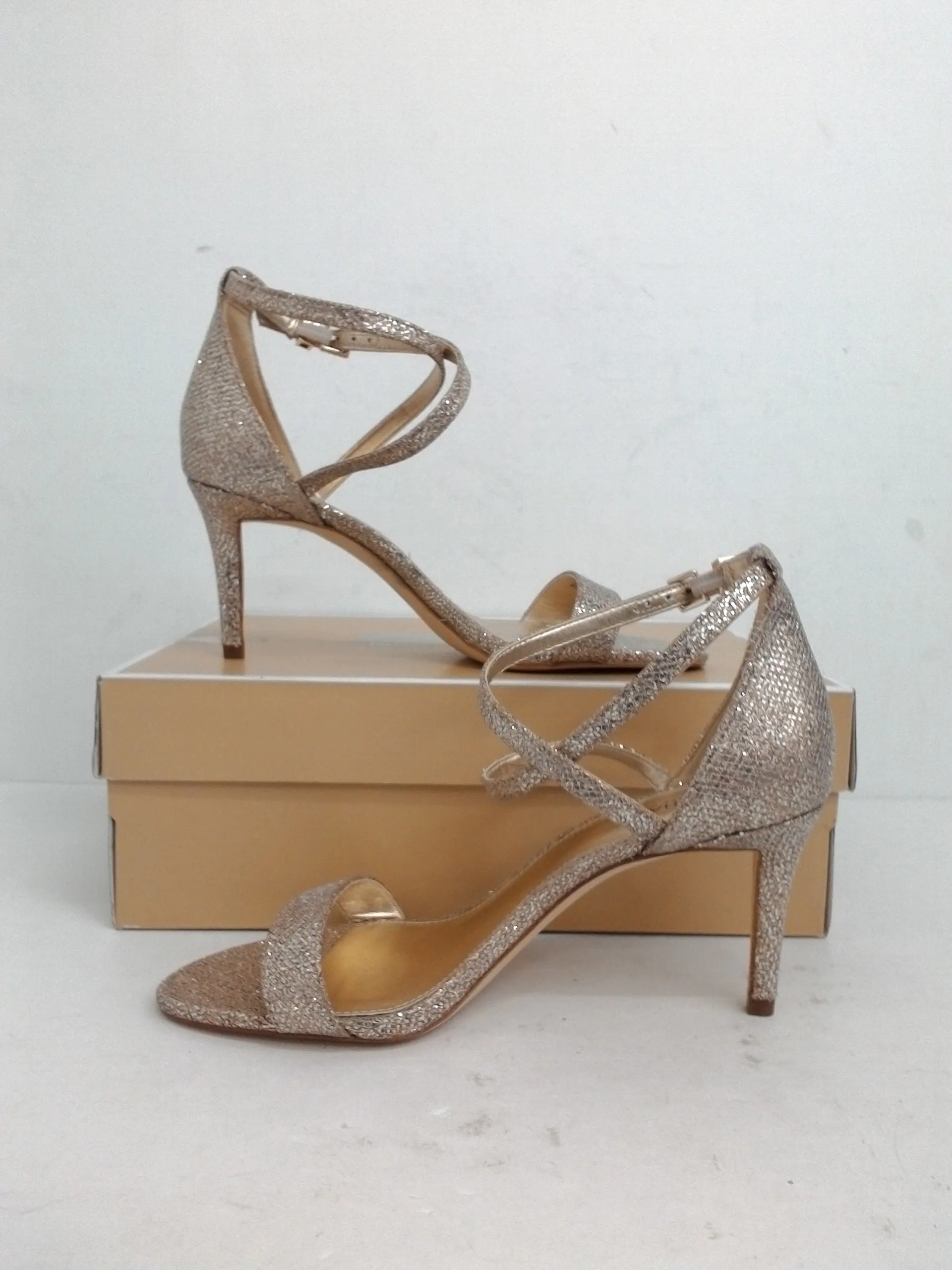 Michael Kors Women's Ava Mid Silver Sand Sandal Size 6.5 M