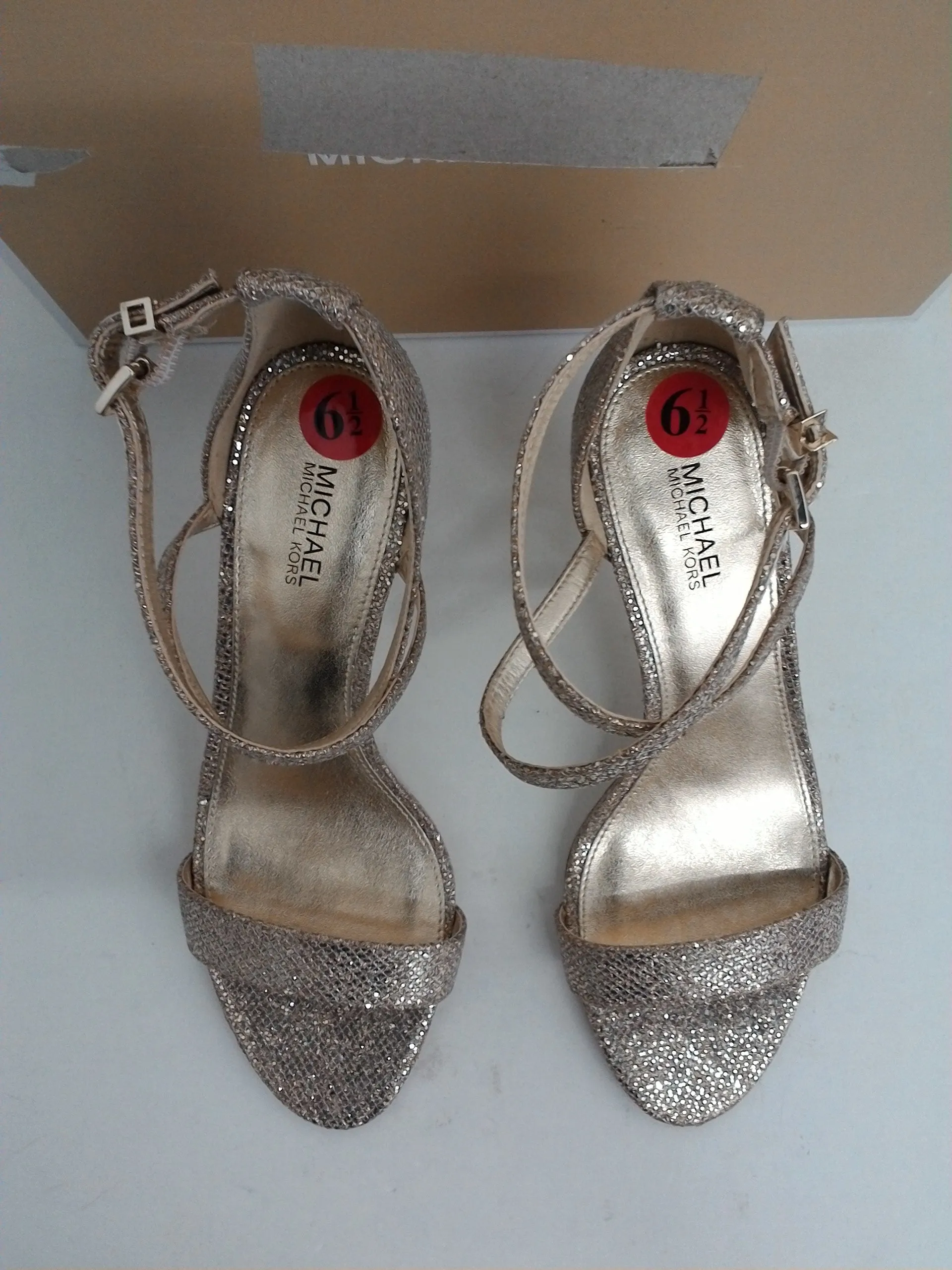 Michael Kors Women's Ava Mid Silver Sand Sandal Size 6.5 M