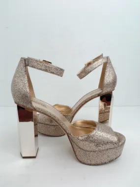 MICHAEL Michel Kors Women's Petra Glitter Block-Heel Platform Sandal Size 8.5 M