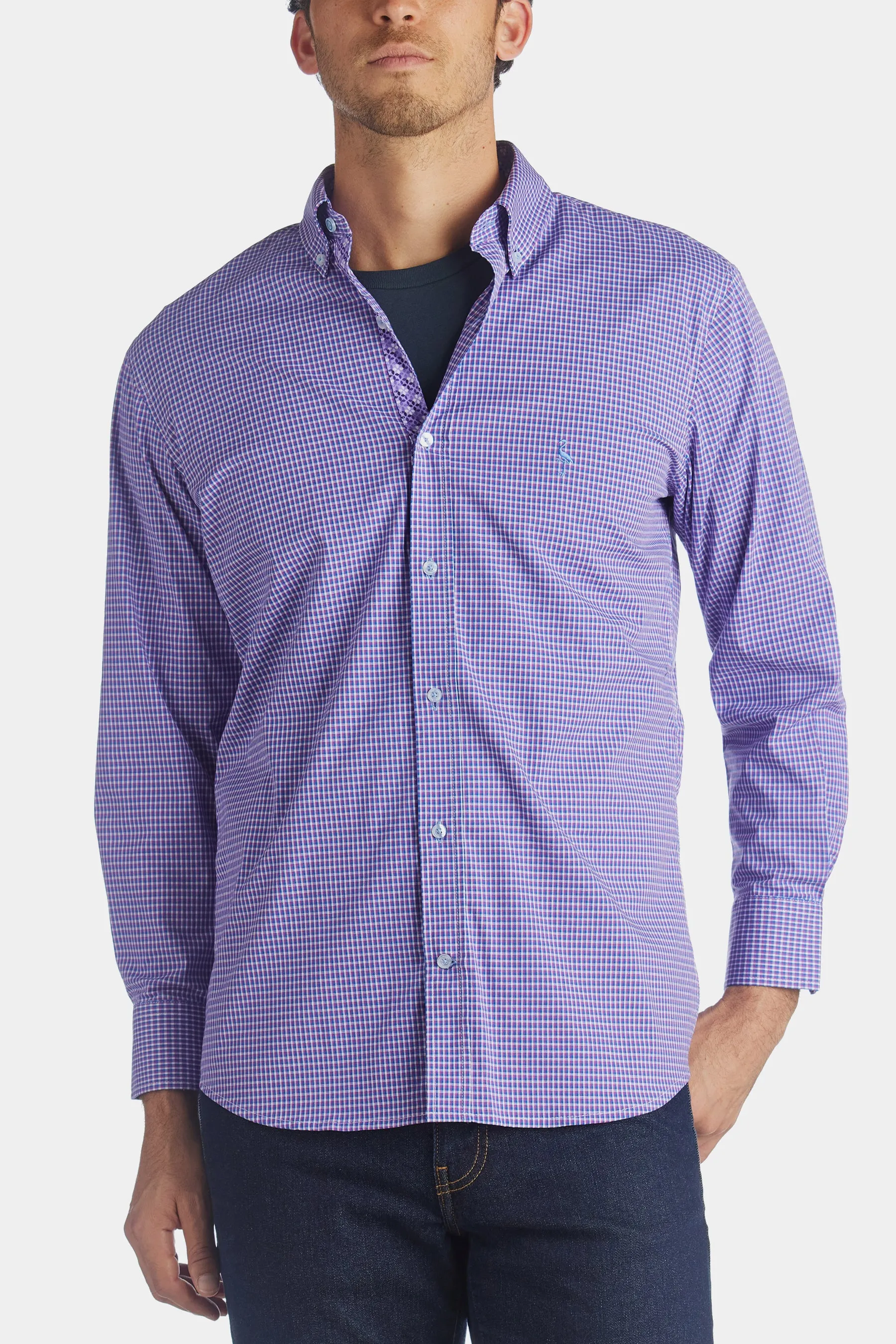 Micro Grid Check Long Sleeve Shirt