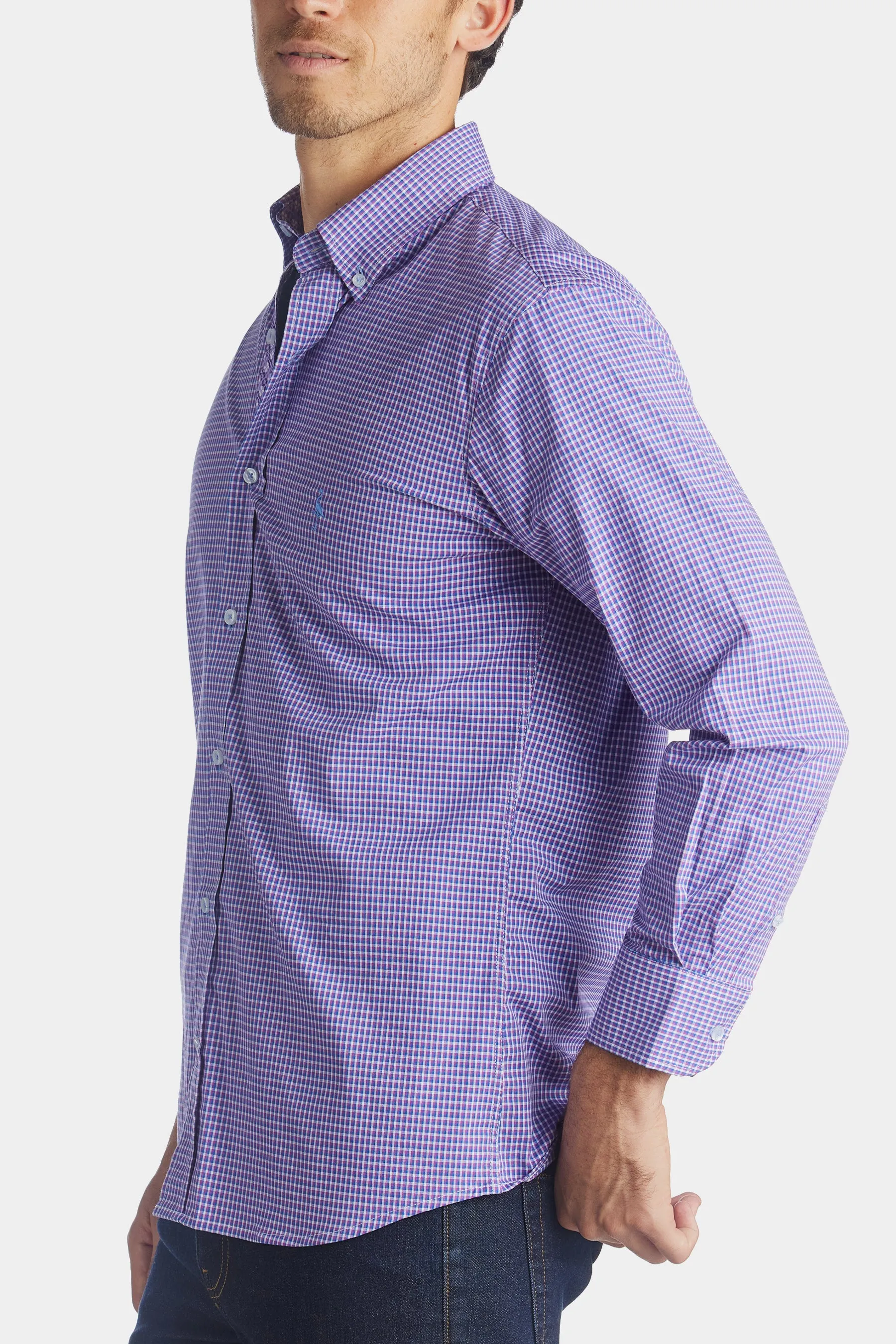 Micro Grid Check Long Sleeve Shirt