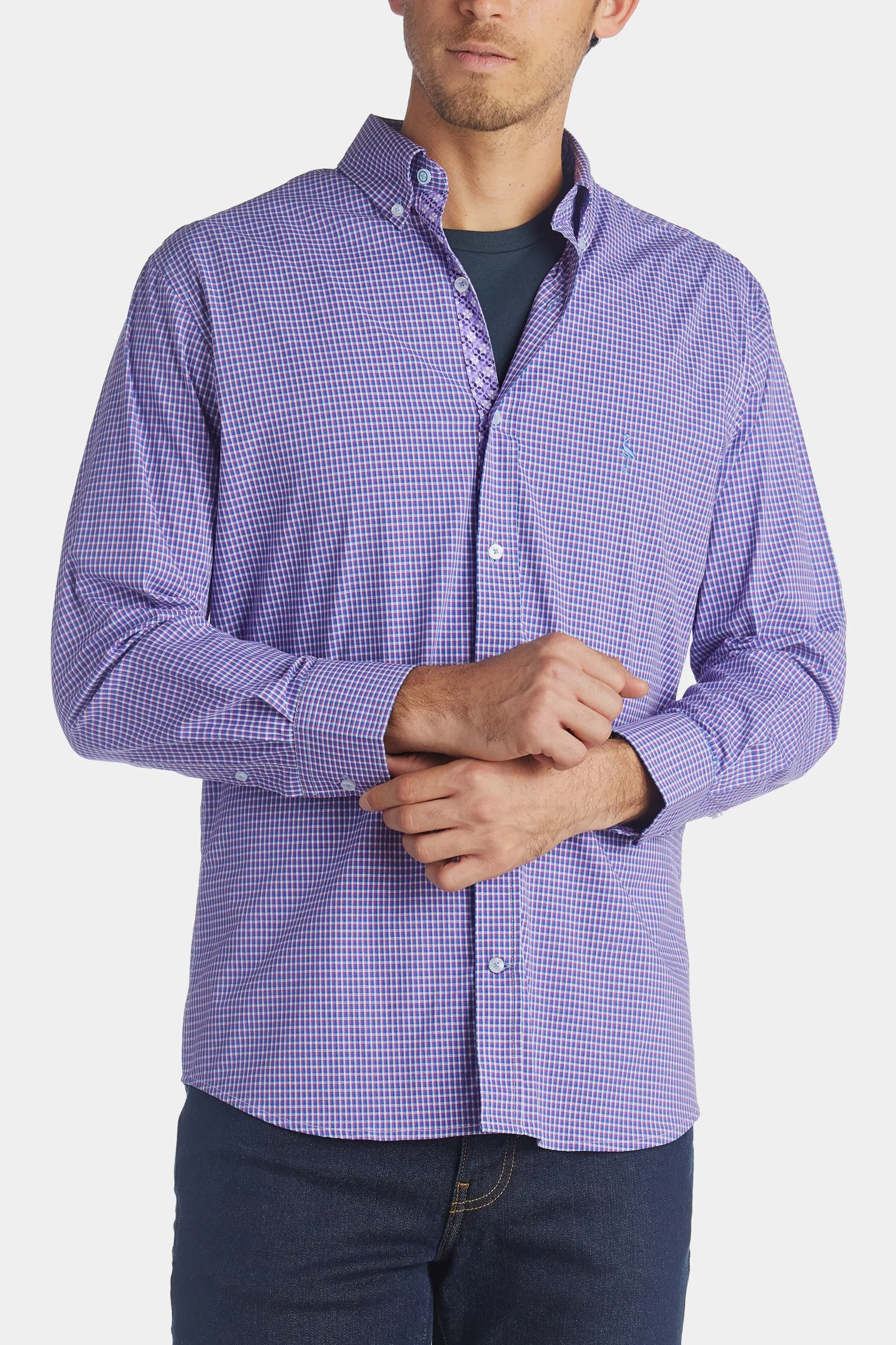 Micro Grid Check Long Sleeve Shirt