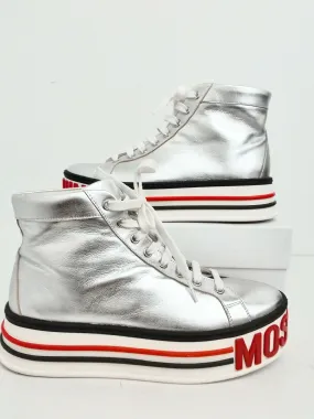 Moschino Women's  Silver High-top Sneaker Size 39