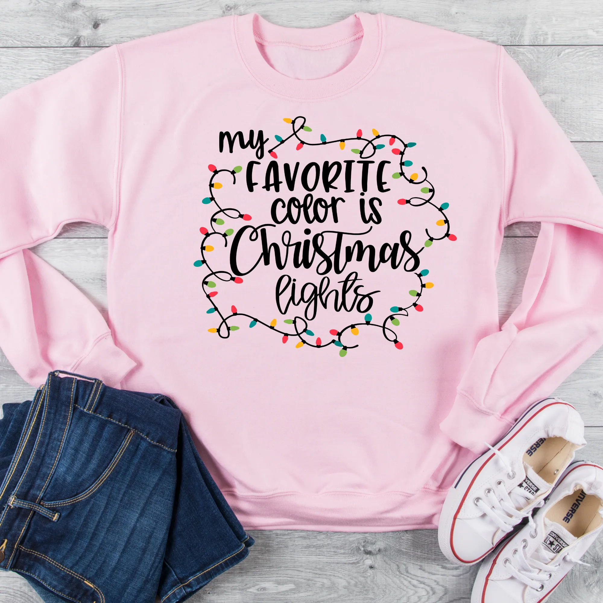 My Favorite Color is Christmas Lights Sweatshirt