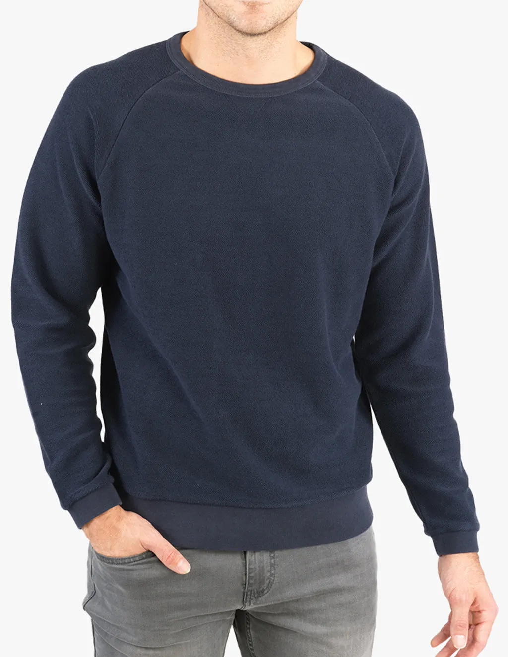 NAVY TERRY KNIT CREW