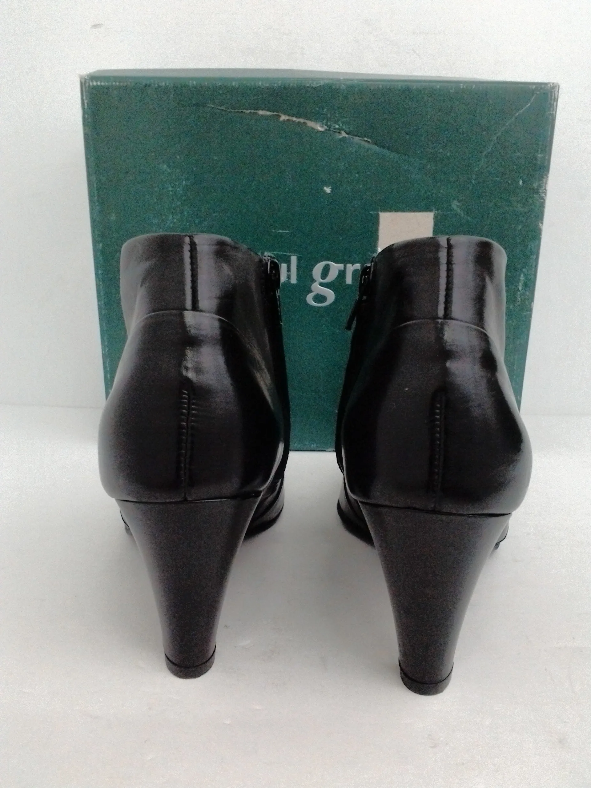 Paul Green Women's Teddy Heel Black Leather Booties Size 8