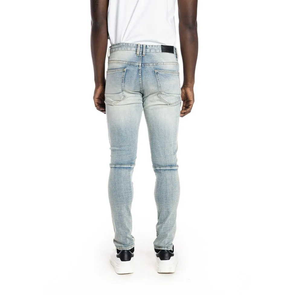 Rip And Repair Semi Basic Jeans - Bowery Blue