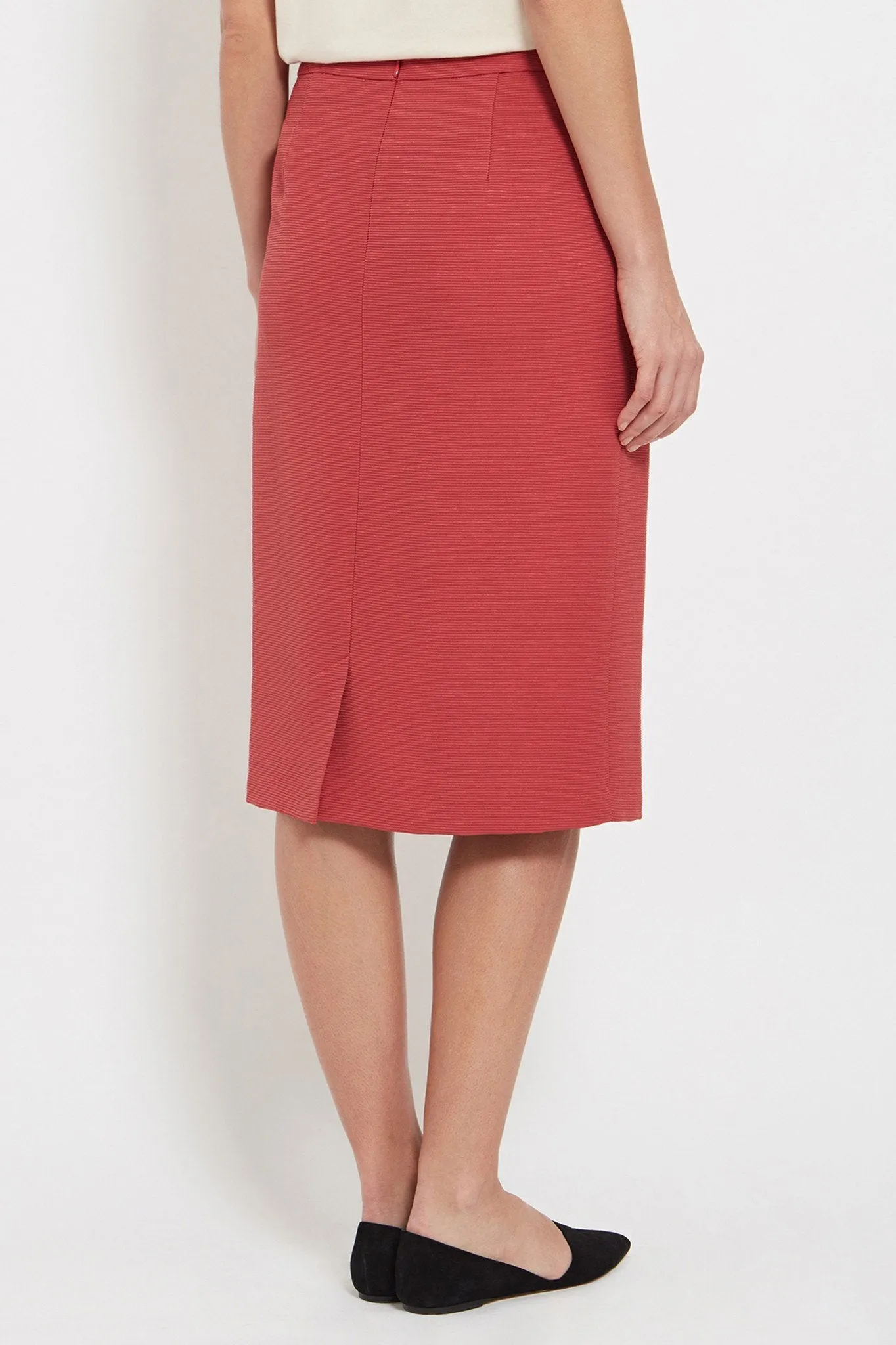 Sabrina Skirt: Pleat Wrap Cotton-Blend Pencil Skirt