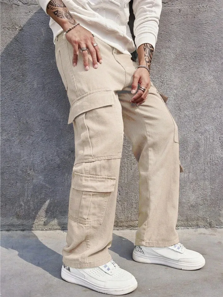 Sand Wash Nude Men Baggy Fit Cargo