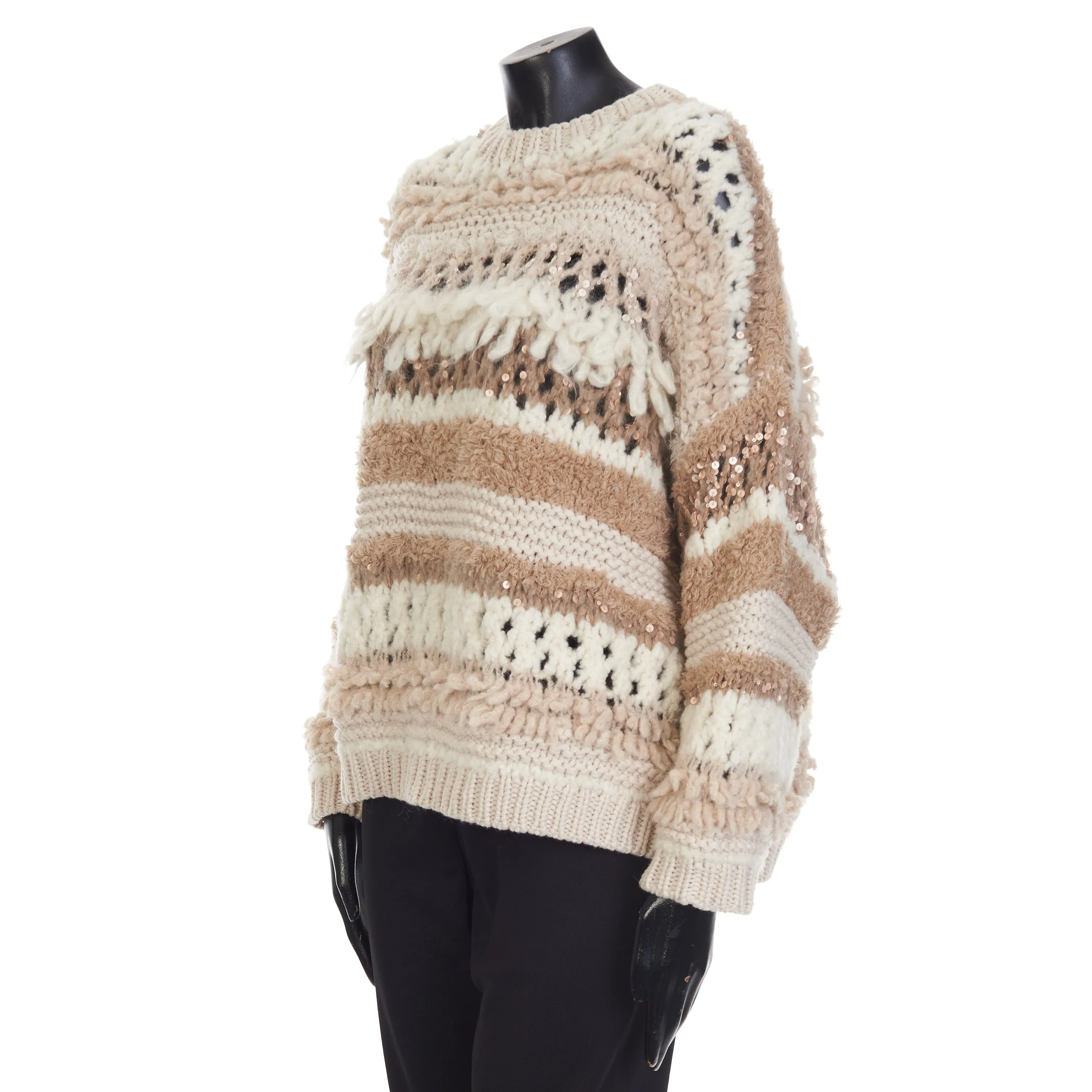 Sequined Cashmere Crewneck Sweater - Opera Knit, Textured