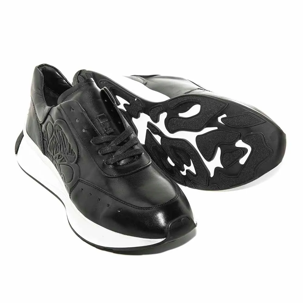 Sigotto Uomo Black Italian Soft Nappa Leather Fashion Sneaker