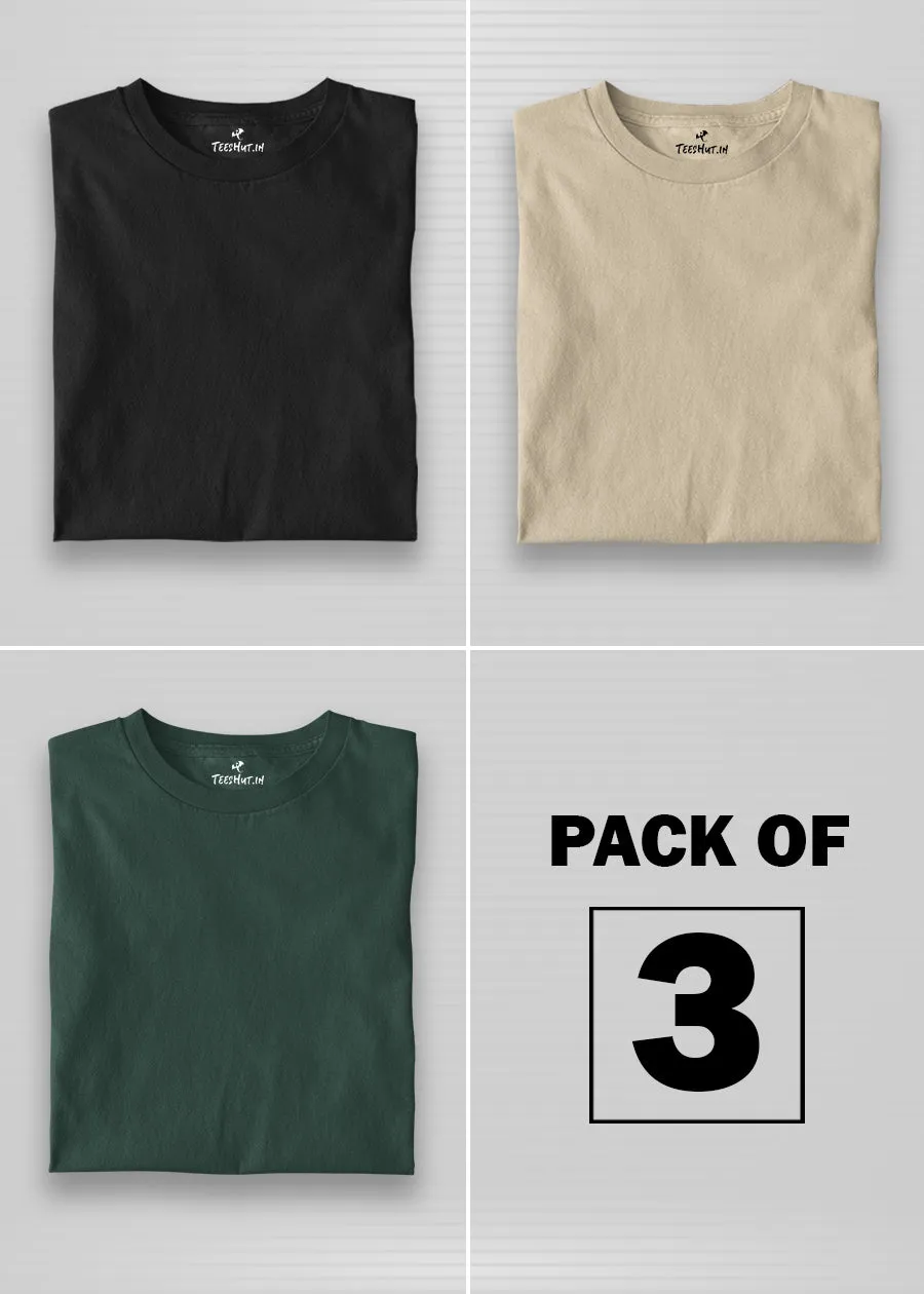 Solid Half Sleeve T-Shirt Men Combo - Pack of 3