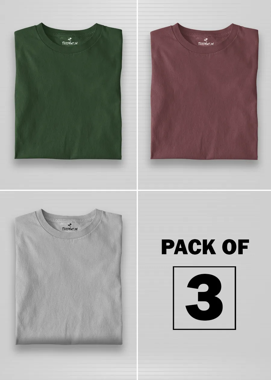 Solid Half Sleeve T-Shirt Men Combo - Pack of 3