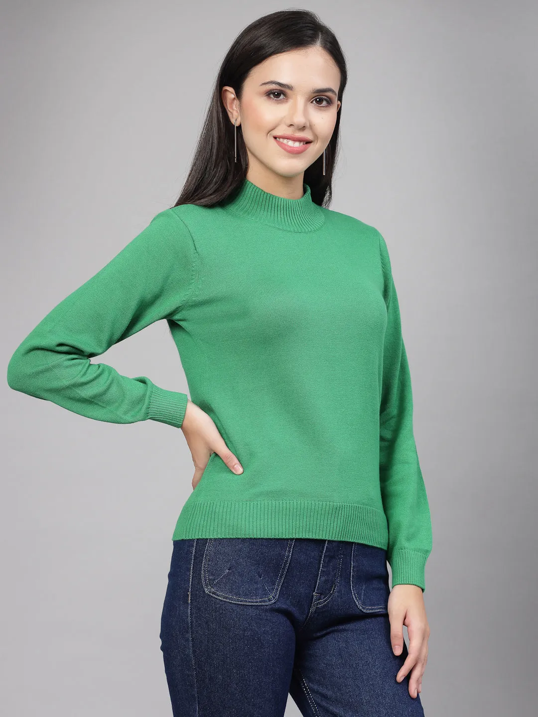 Style Quotient Women Green Solid Pullover