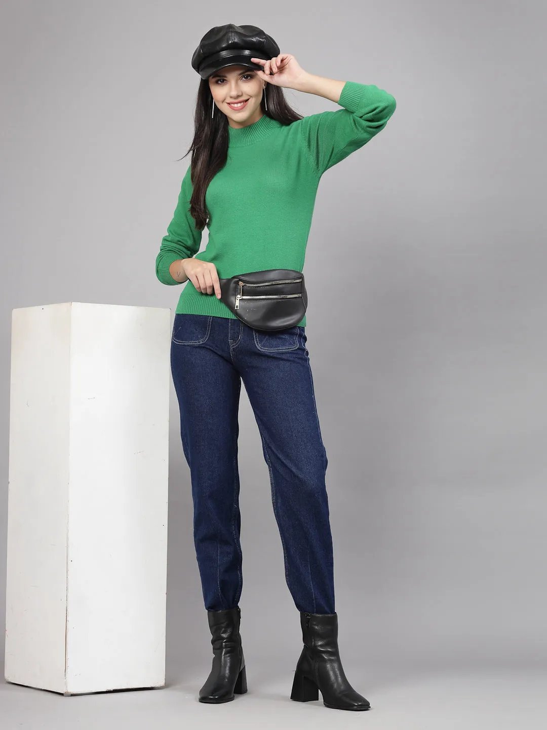 Style Quotient Women Green Solid Pullover