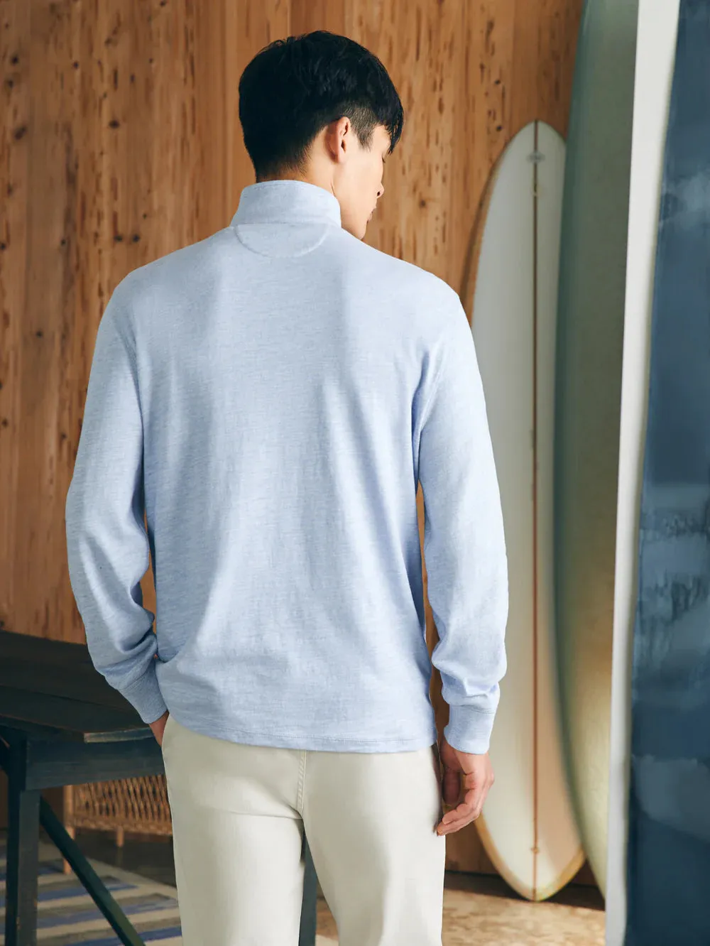 Sunwashed Slub Quarter Zip - Ice Blue Heather