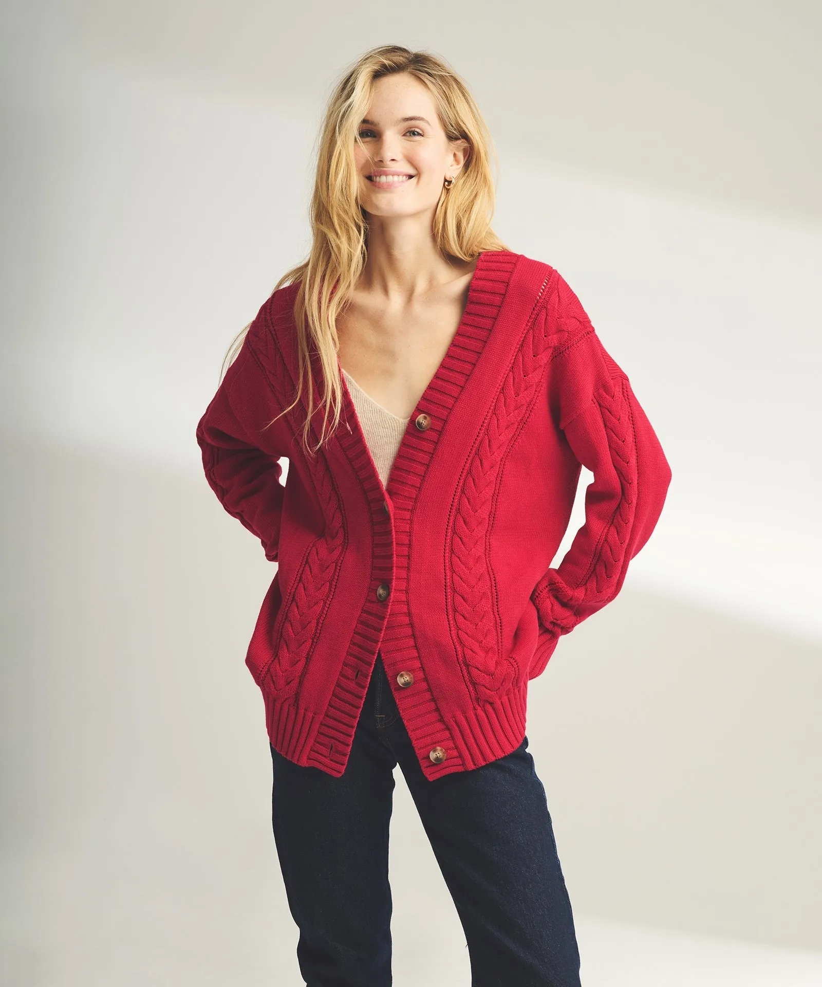 Varsity Cable Knit Cardigan