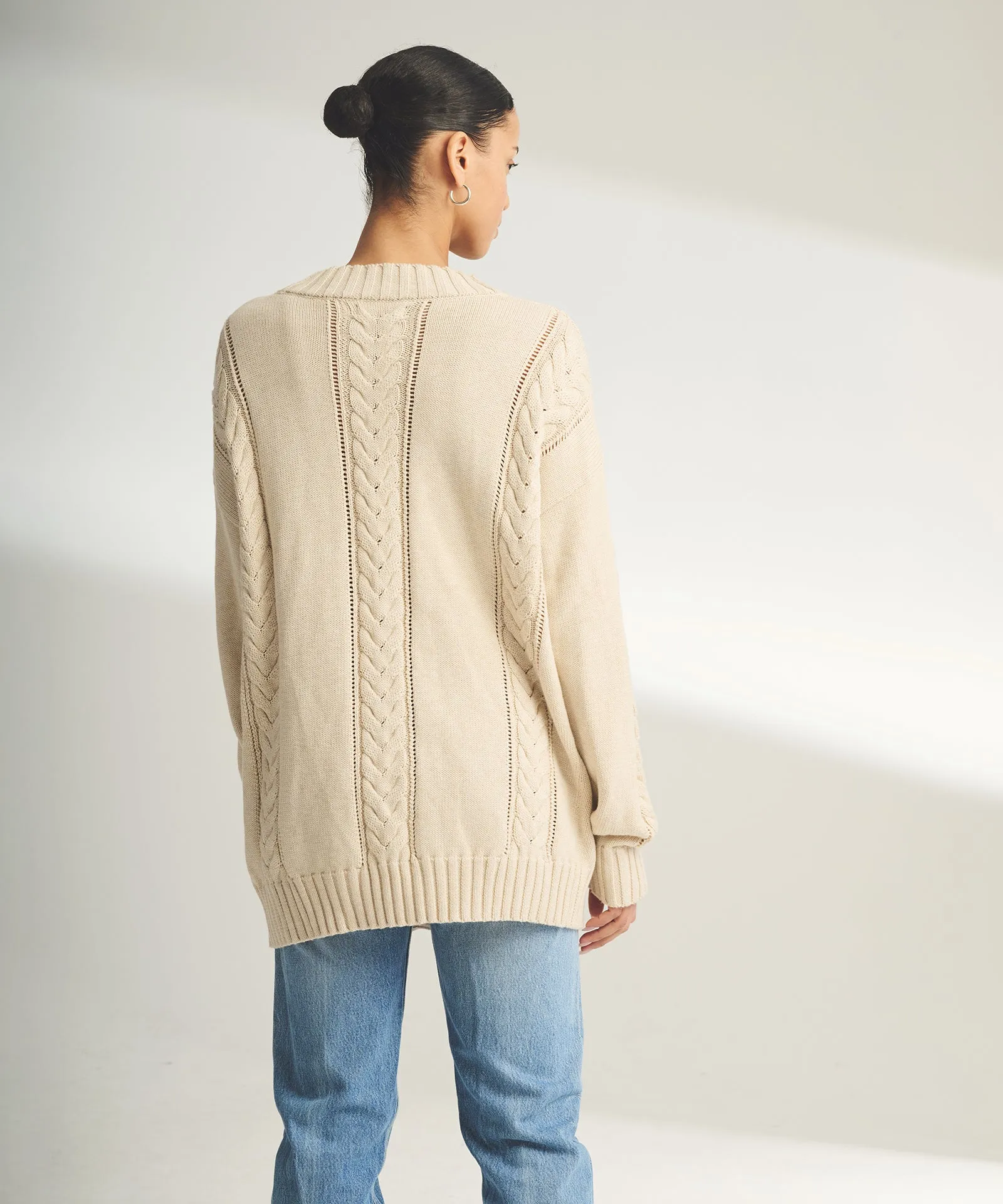 Varsity Cable Knit Cardigan