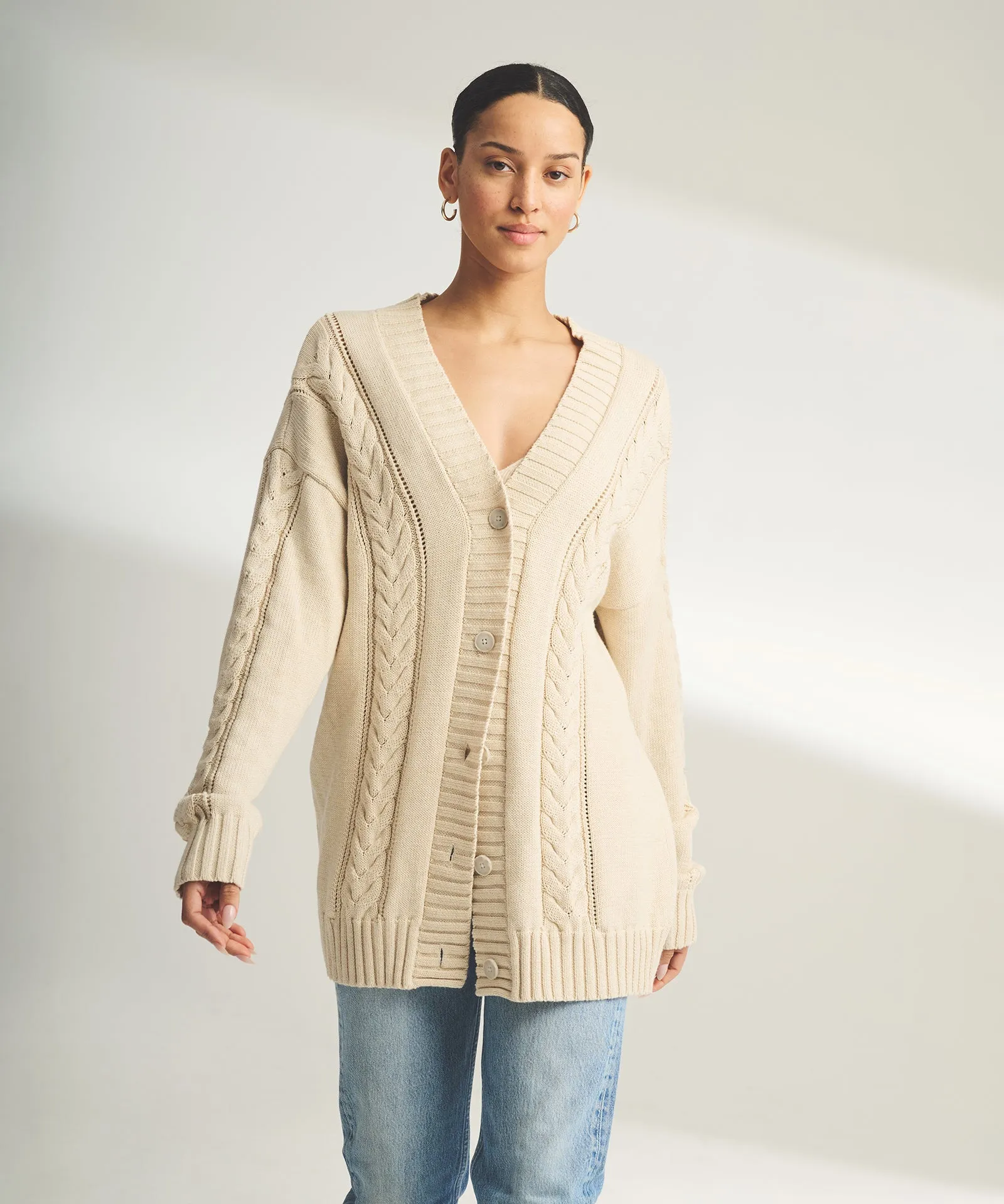 Varsity Cable Knit Cardigan