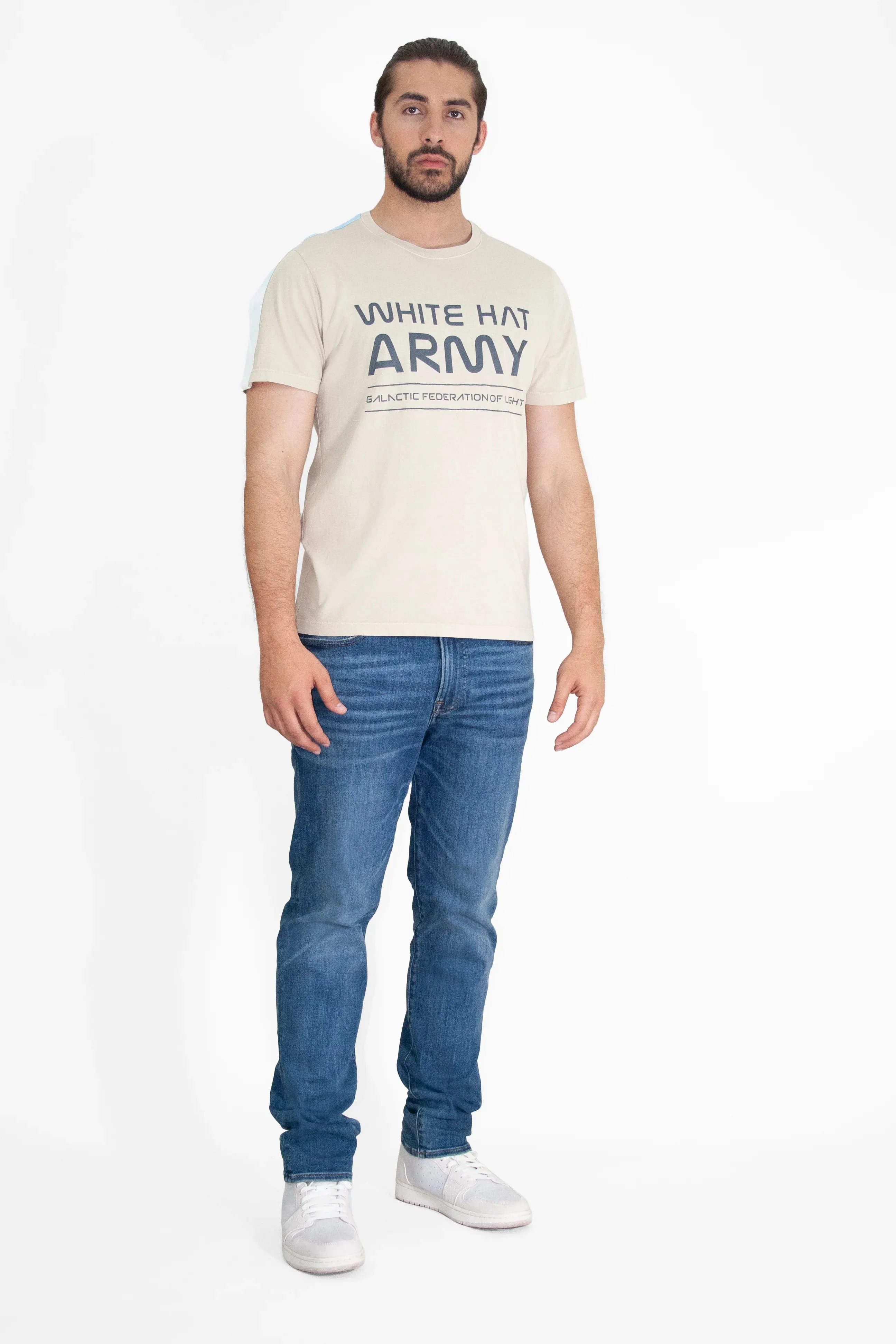 White Hat Army Tee in Dune