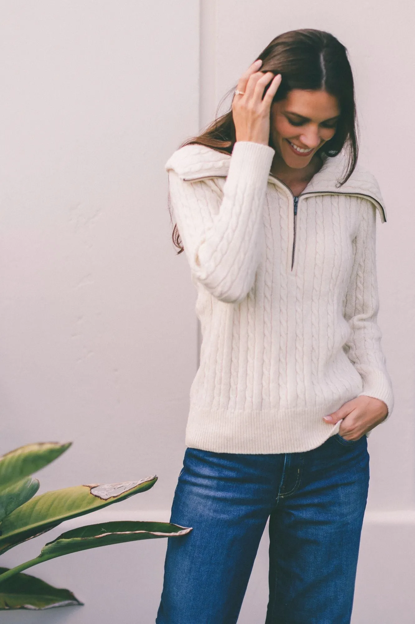 Women's Aurora Half-Zip Cable Knit Sweater