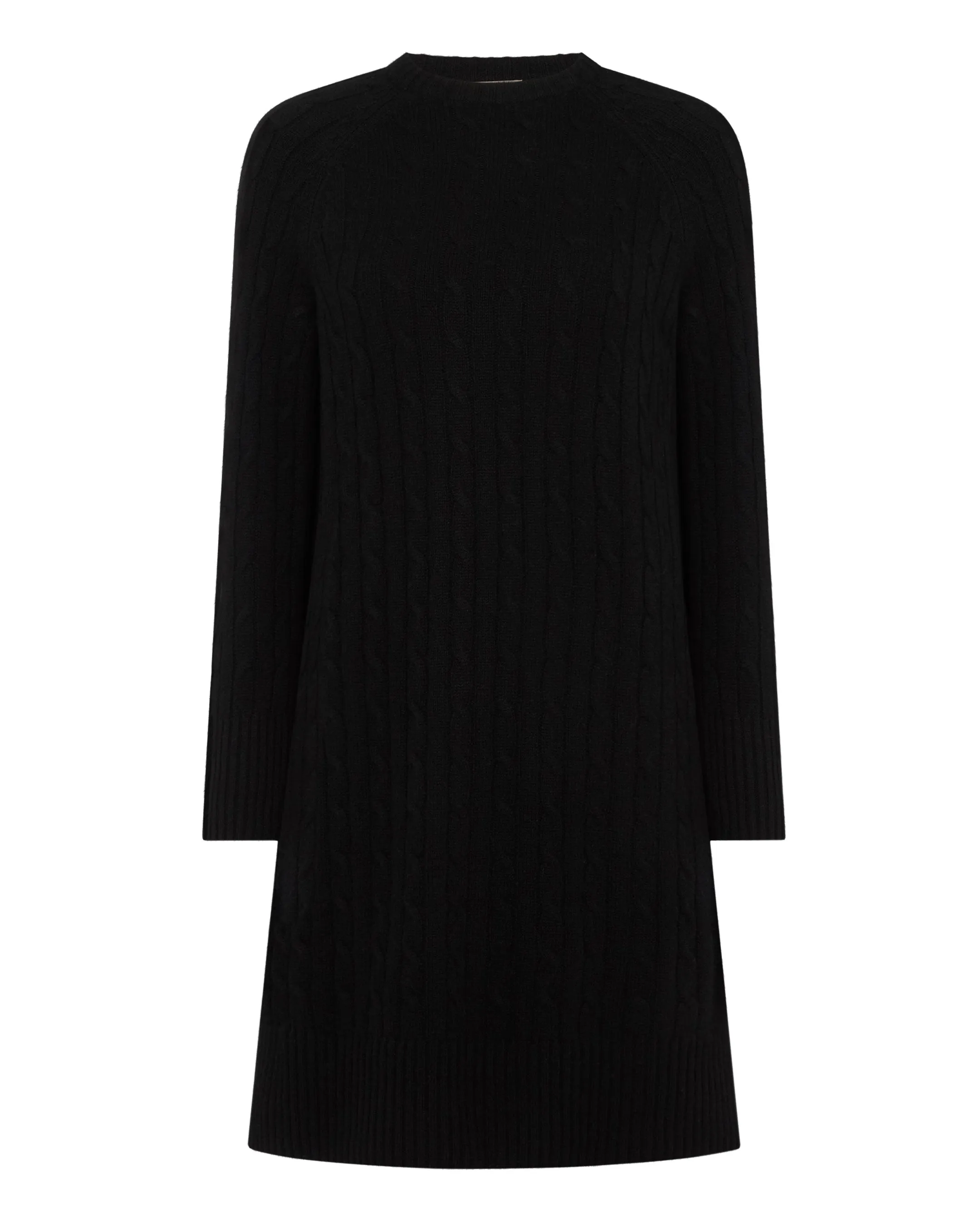 Women's Bella Round Neck Cable Cashmere Dress Black