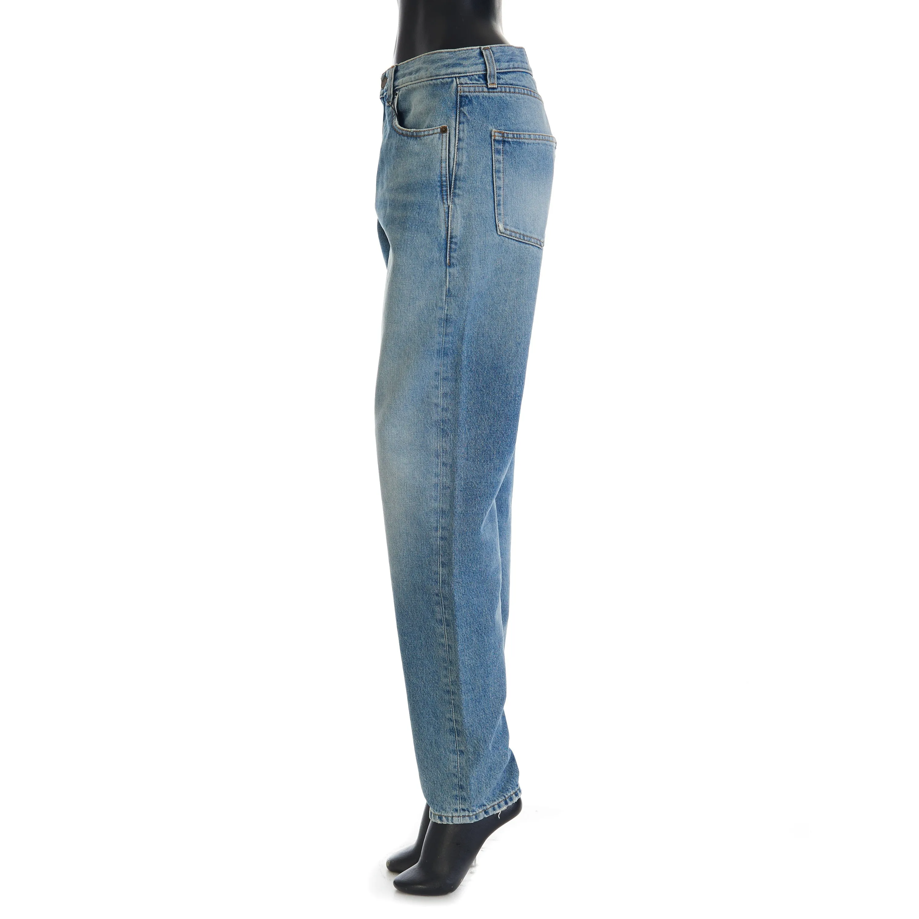 YSL High Waist Slim Fit Jeans In Pasadena Blue Denim