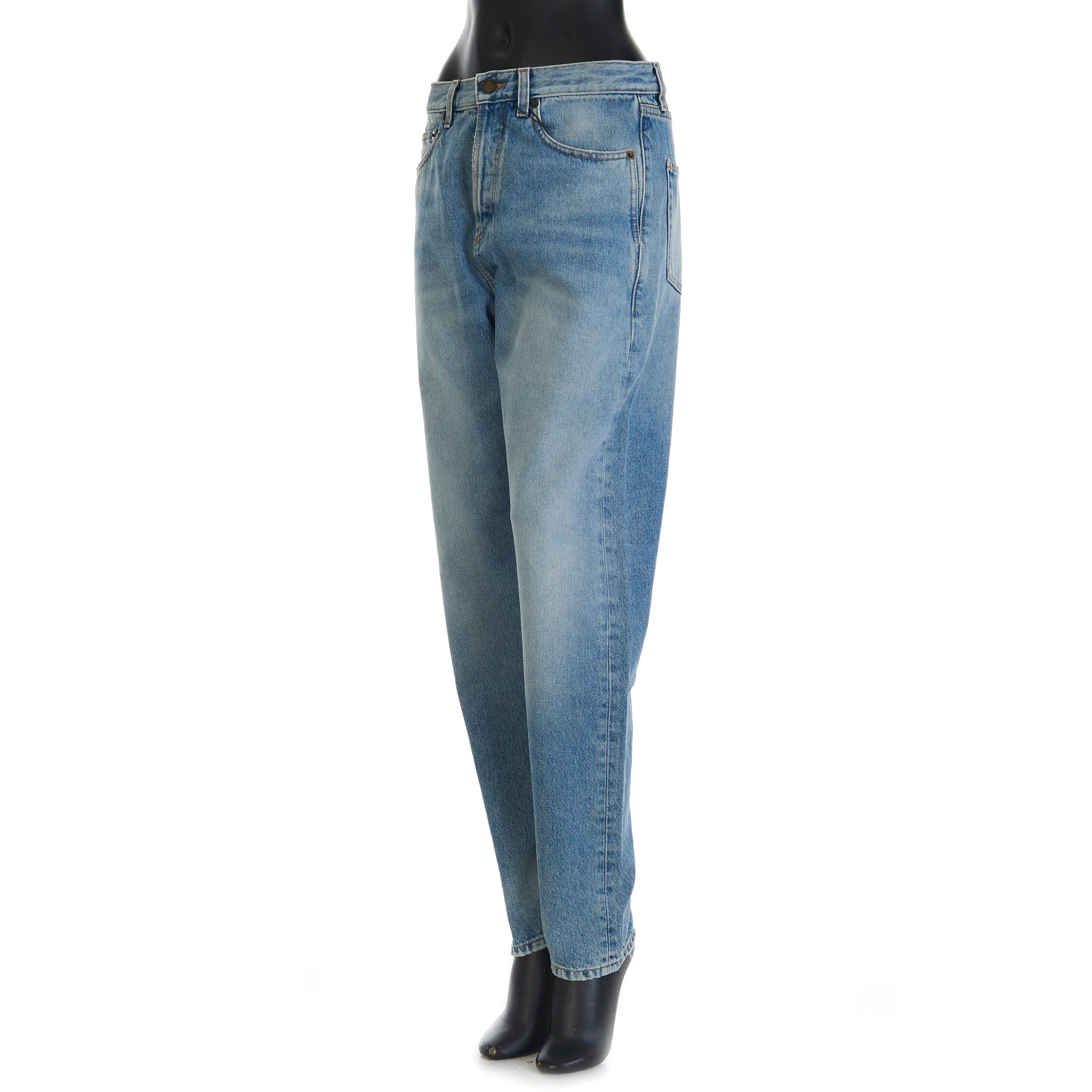 YSL High Waist Slim Fit Jeans In Pasadena Blue Denim