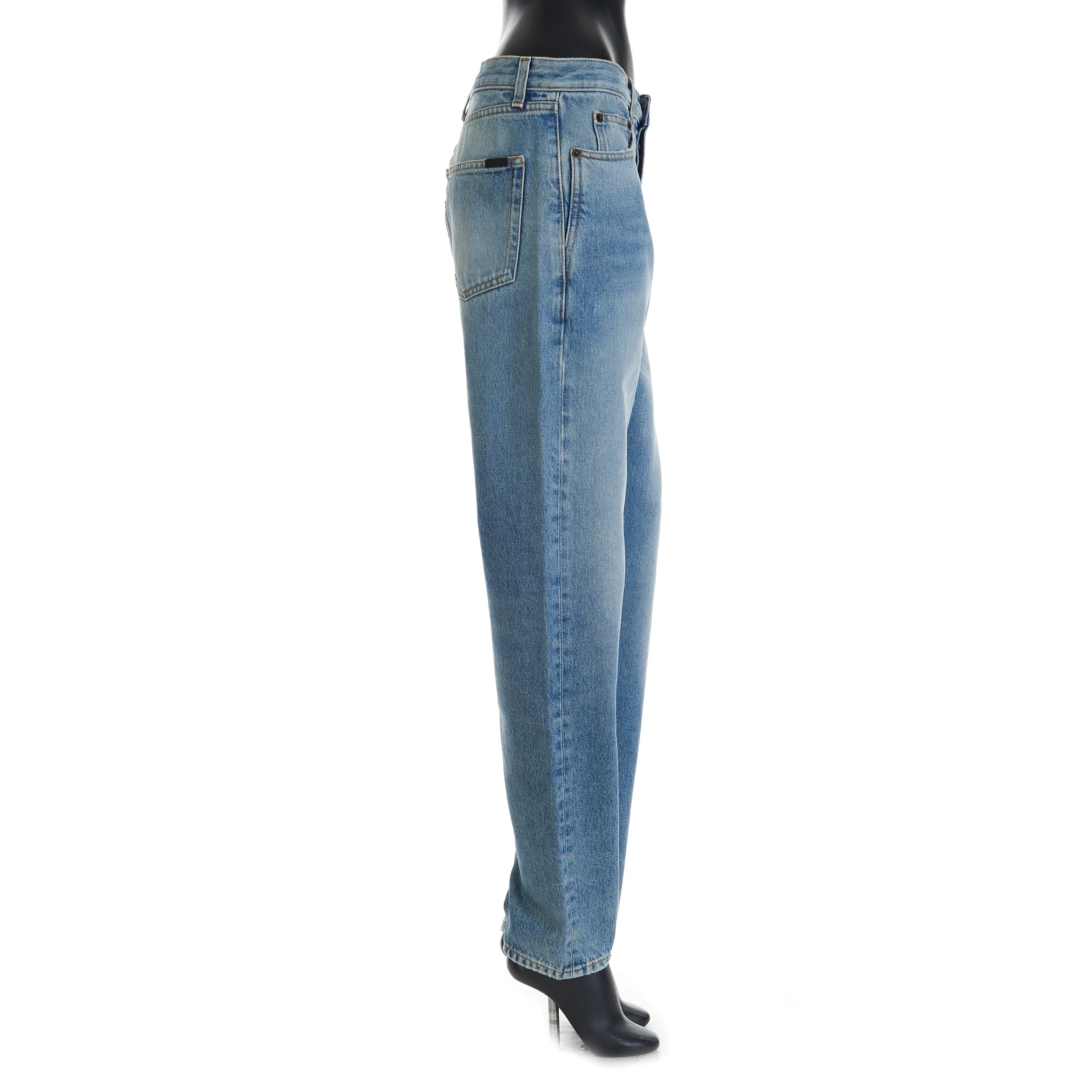 YSL High Waist Slim Fit Jeans In Pasadena Blue Denim